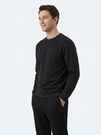 Siyah Düz Sweatshırt