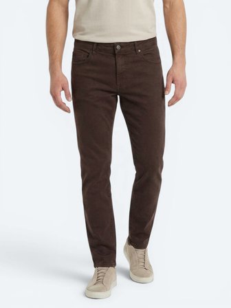 Kahverengi Dokuma Slim Fit Spor Pamuk Karışımlı Pantolon