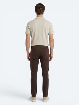 Kahverengi Dokuma Slim Fit Spor Pamuk Karışımlı Pantolon