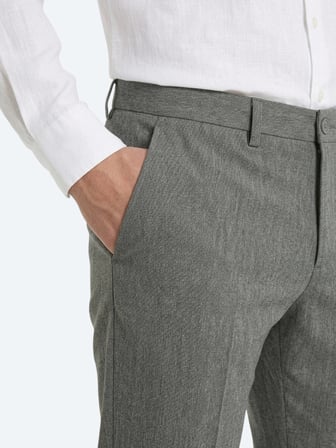 Haki Kumaş Relaxed Fit Casual Keten Karışımlı Pantolon