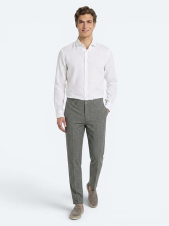 Haki Kumaş Relaxed Fit Casual Keten Karışımlı Pantolon