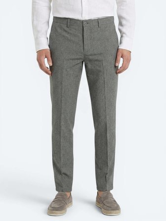 Haki Kumaş Relaxed Fit Casual Keten Karışımlı Pantolon