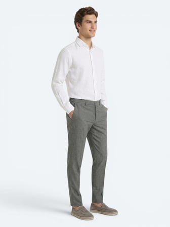 Haki Kumaş Relaxed Fit Casual Keten Karışımlı Pantolon
