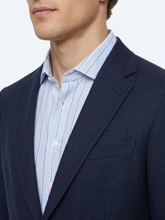 Lacivert Çizgili Modern Fit Pamuk Karışımlı Örme Takım Elbise
