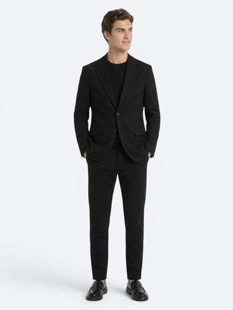 Siyah Çizgili Modern Fit Örme Takım Elbise