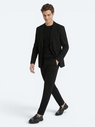 Siyah Çizgili Modern Fit Örme Takım Elbise