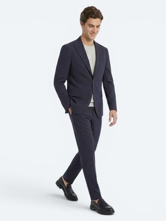 Koyu Gri Düz Modern Fit Örme Takım Elbise