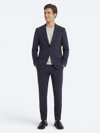 Koyu Gri Düz Modern Fit Örme Takım Elbise