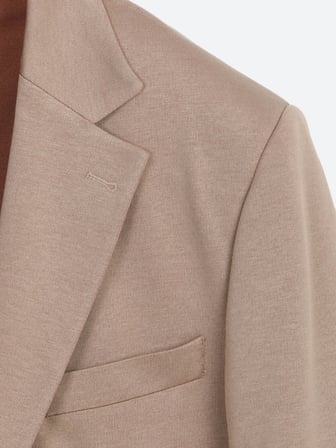 Açık Kahve Düz Modern Fit Pamuk Karışımlı Örme Ceket