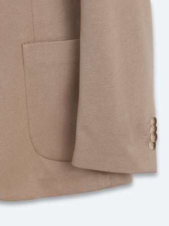 Açık Kahve Düz Modern Fit Pamuk Karışımlı Örme Ceket