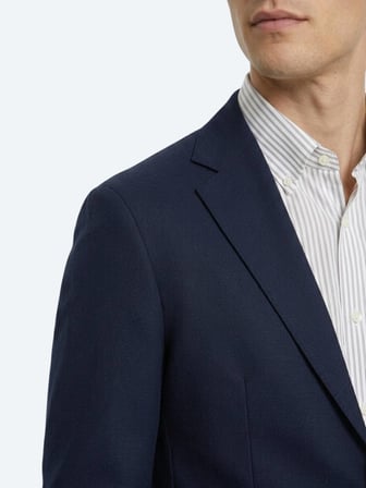 Lacivert Kareli Modern Fit Pamuk Karışımlı Örme Ceket