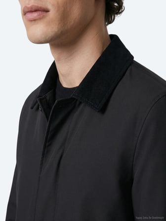 Siyah Regular Fit Gömlek Yaka Casual Dokuma Pardösü