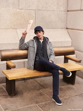 Gri Regular Fit Kapüşonlu Smart Casual Dokuma Mont