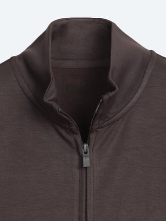 Kahverengi Dik Yaka Düz Sweatshirt
