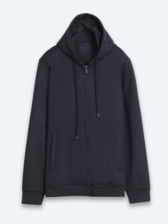 Lacivert Kapüşonlu Düz Sweatshirt