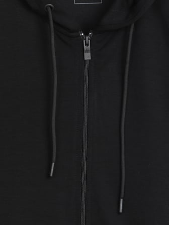 Siyah Kapüşonlu Düz Sweatshirt