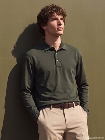 Haki Düz Polo Yaka %100 Pamuk T-Shirt