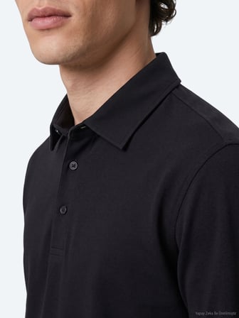 Siyah Düz Polo Yaka %100 Pamuk T-Shirt