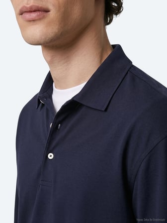 Lacivert Düz Polo Yaka %100 Pamuk T-Shirt