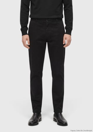 Siyah Düz Dokuma Jogging Fit Casual Pantolon