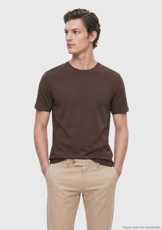 Mürdüm Düz %100 Pamuk T-Shirt