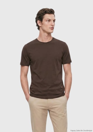 Mürdüm Düz %100 Pamuk T-Shirt