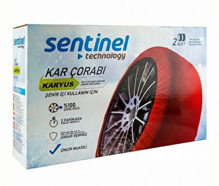 Sentinel Karyus Pratik Kar Çorabı - L- Zincir Muadili - Jant Çizmez Kolay Montaj - (L)