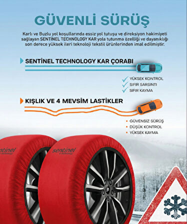 Sentinel Karyus Pratik Kar Çorabı - L- Zincir Muadili - Jant Çizmez Kolay Montaj - (L)