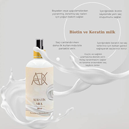 Besleyici Onarıcı Ve Saç Oluşumu Sağlayan Biotin Ve Keratin Milk 200 ml