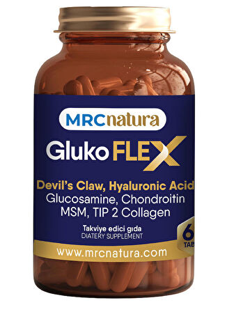 MRC NATURA GLUKOFLEX "AĞRI KESİCİ" Glukozamin Condro. MSM Tip2 kol. Devil's Claw Hyal.asit 60 tab