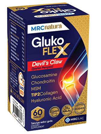 MRC NATURA GLUKOFLEX "AĞRI KESİCİ" Glukozamin Condro. MSM Tip2 kol. Devil's Claw Hyal.asit 60 tab