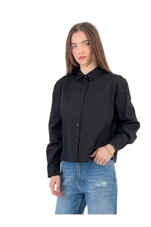 Kadın Bol Oversize Yazlık Uzun Düz Siyah Gömlek