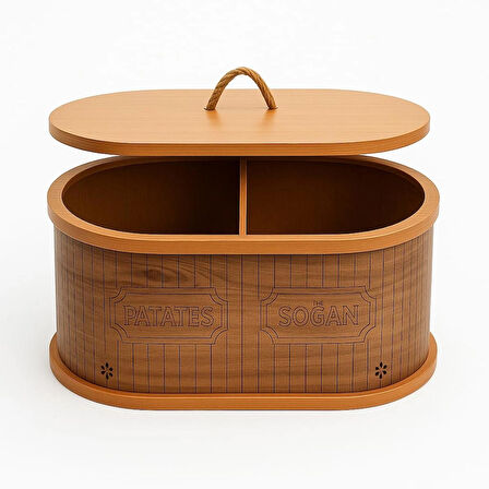 Dekorasyaa 2 Bölmeli Patates Soğanlık - Bambu - Oval Natural Desen