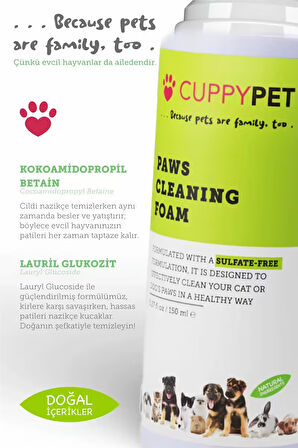 Cupyypet Evcil Hayvanlar İçin Pati Temizleme Köpüğü 150 ml