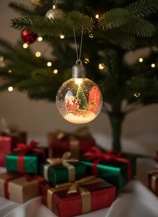 Waldern Santa Claus Işıklı Açık Ampul Süs – Noel Baba Ve Çam Ağacı Detaylı Dekoratif Aydınlatma