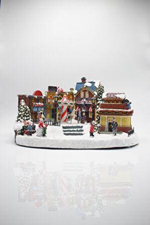 Waldern Premium Collection Dekoratif Noel Şehri Işıklı Süs 19*38 cm