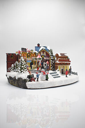 Waldern Premium Collection Dekoratif Noel Şehri Işıklı Süs 19*38 cm
