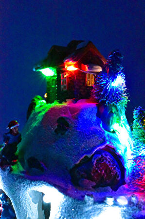 Waldern Premium Collection Işıklı Karlı Dağ Tren Dekoratif Yılbaşı Süsü