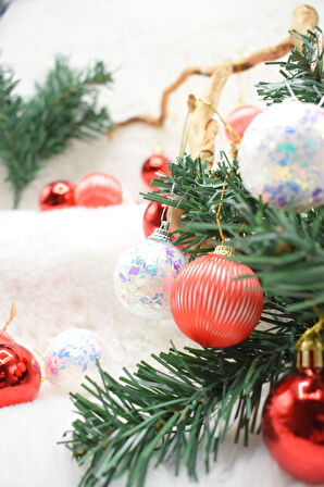 Waldern Premium Collection 20li Kırmızı Beyaz Yılbaşı Süs