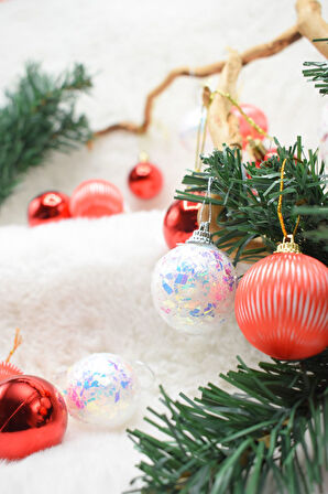 Waldern Premium Collection 20li Kırmızı Beyaz Yılbaşı Süs