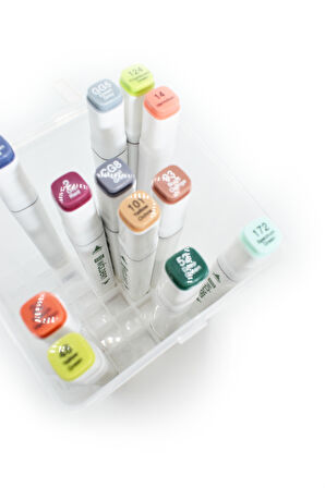 Waldern Premium 60'lı Çift Taraflı Kalem Seti Plastik Şeffaf Taşıma Ve Koruma Çantalı