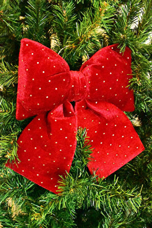 Waldern Kırmızı Yaldızlı Kurdela 32*40 cm Yılbaşı Ağacı Süsü