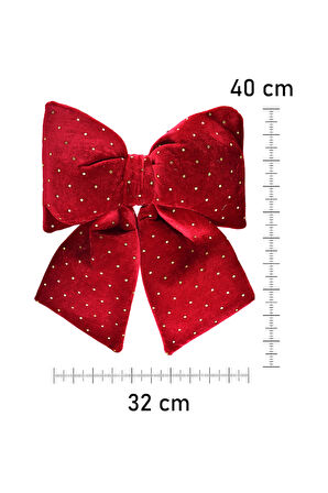 Waldern Kırmızı Yaldızlı Kurdela 32*40 cm Yılbaşı Ağacı Süsü