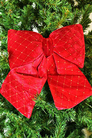 Waldern Kırmızı Yaldızlı Kurdela 32*40 cm Yılbaşı Ağacı Süsü