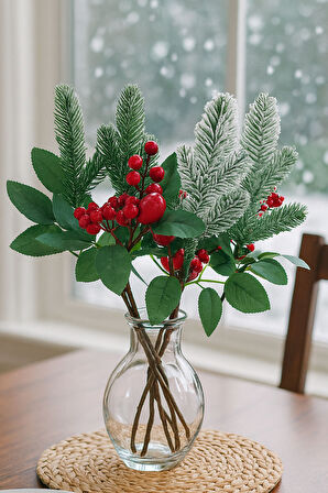 Waldern Kokina Süs 4lü Karlı Yılbaşı Çiçeği 30 Cm