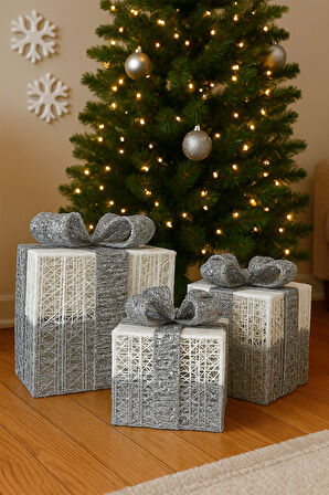 Waldern Yılbaşı Çam Ağacı Hediye Paketi 3lü Set Küçük-Orta-Büyük Dekoratif Süs