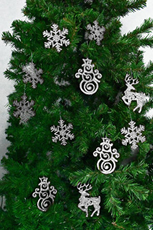 Waldern 11li Simli Gümüş Yılbaşı Çam Ağacı Süs