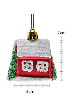 Waldern Premium Collection 4lü Beyaz Çatılı Ev Süs Yılbaşı Süsü