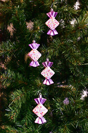 Waldern Premium Collection 4lü Pembe Şeker Süs Yılbaşı Süsü