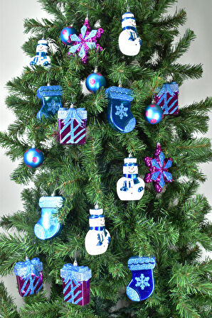 Waldern Premium Collection 18'li Mix Yılbaşı Süsü Set Simli